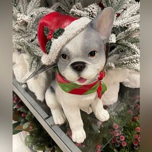Santa Christmas Frenchie French Bulldog Light up LED Holiday Resin Statue NWT